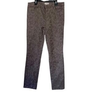 Floral Embroidery Pants Brown Casual  jeans Comfort Stretch Trousers  Women 8‎